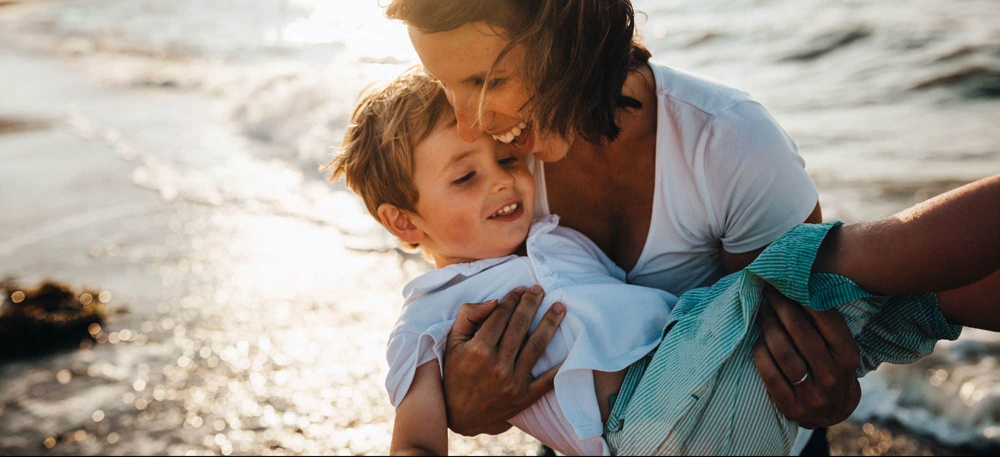 Mom and child at the beach